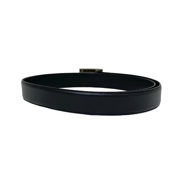 Auth Salvatore Ferragamo - Black Silver Leather Hardware Belt display picture 3